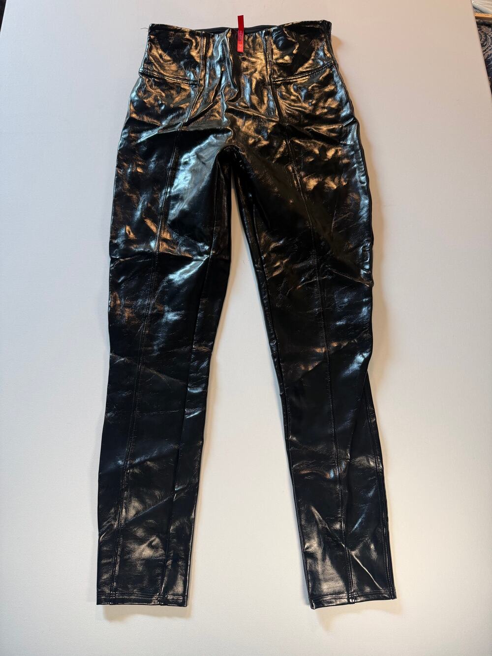 SPANX Red Label Black Faux Leather High Rise Leggings M